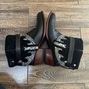Black Leather & Suede Custom CANTY BOOTS Size 9.5 on TECOVAS Base